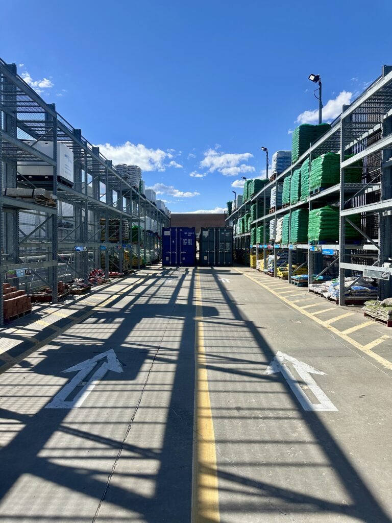 Stellar Container Rentals storage container on construction site demonstrating jobsite storage solutions