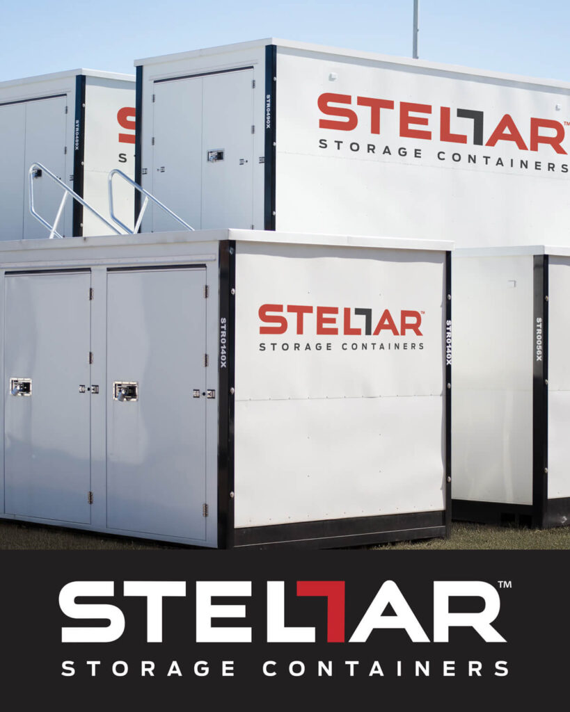 Stacked Stellar Storage containers showcasing durability and industrial-grade construction quality